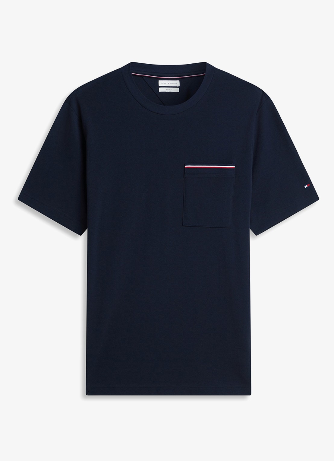 Tommy Hilfiger T-shirt met borstzak - voorkant donkerblauw