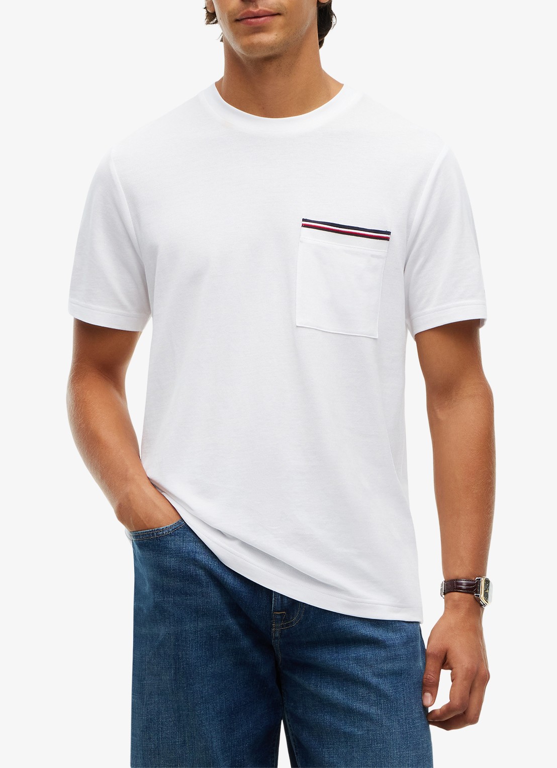 Tommy Hilfiger T-shirt met borstzak - detail 4 wit
