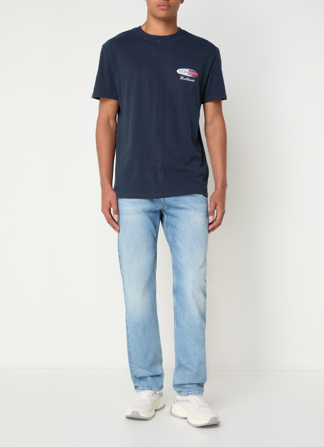 Tommy Hilfiger T-shirt met front- en backprint - voorkant 3 donkerblauw