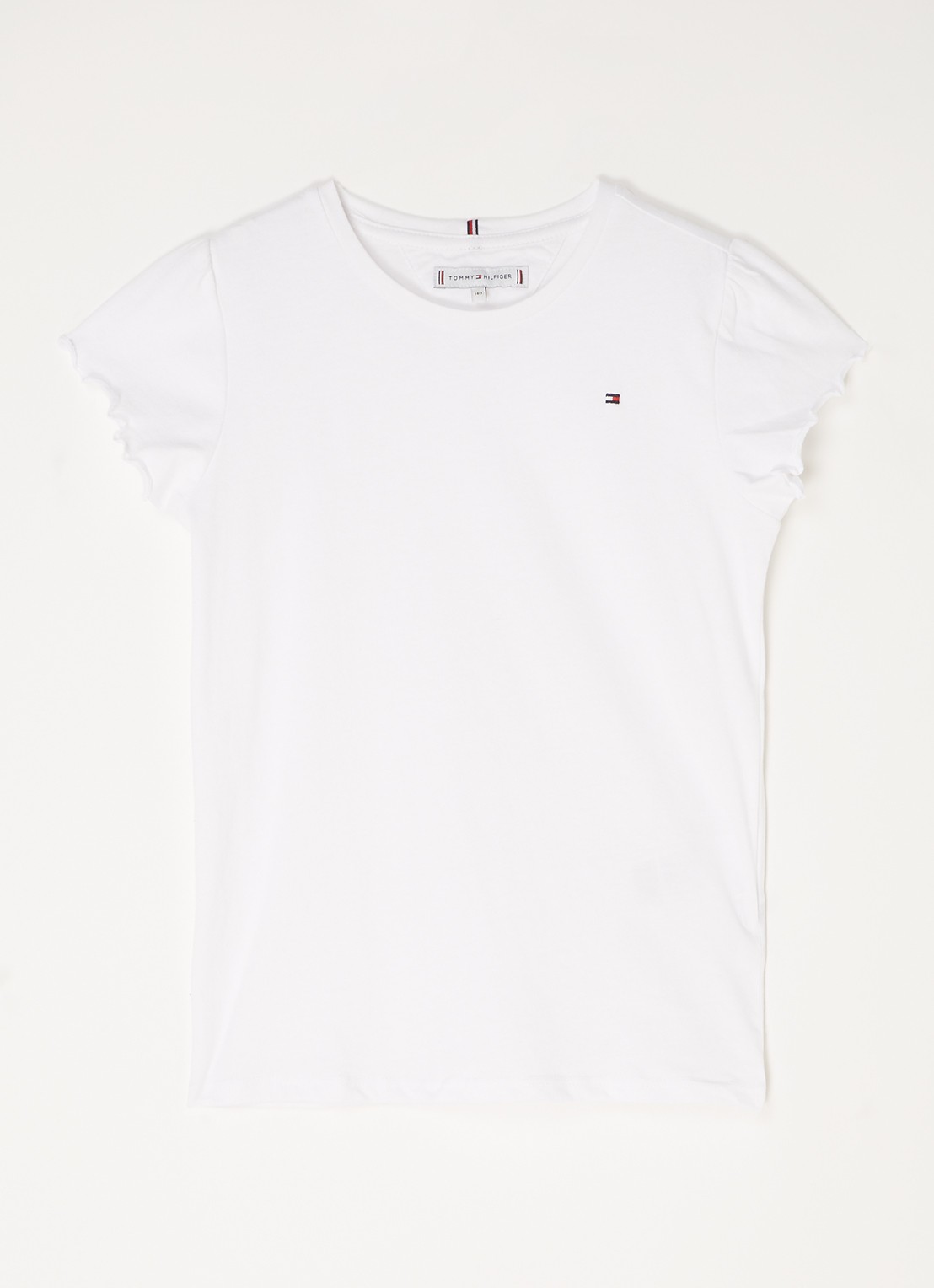 Tommy Hilfiger T-shirt met golvende zoom - voorkant wit