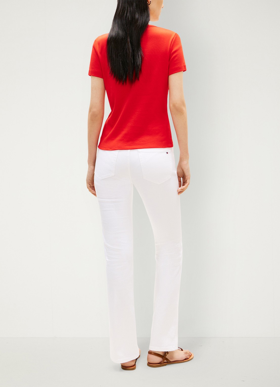 Tommy Hilfiger T-shirt met knoop detail - achterkant rood