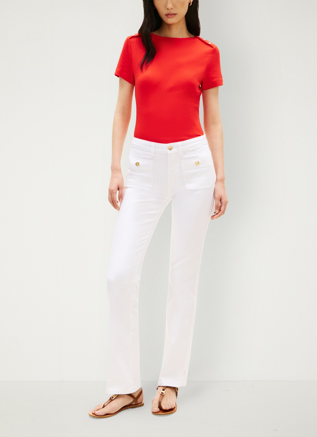 Tommy Hilfiger T-shirt met knoop detail - voorkant 3 rood