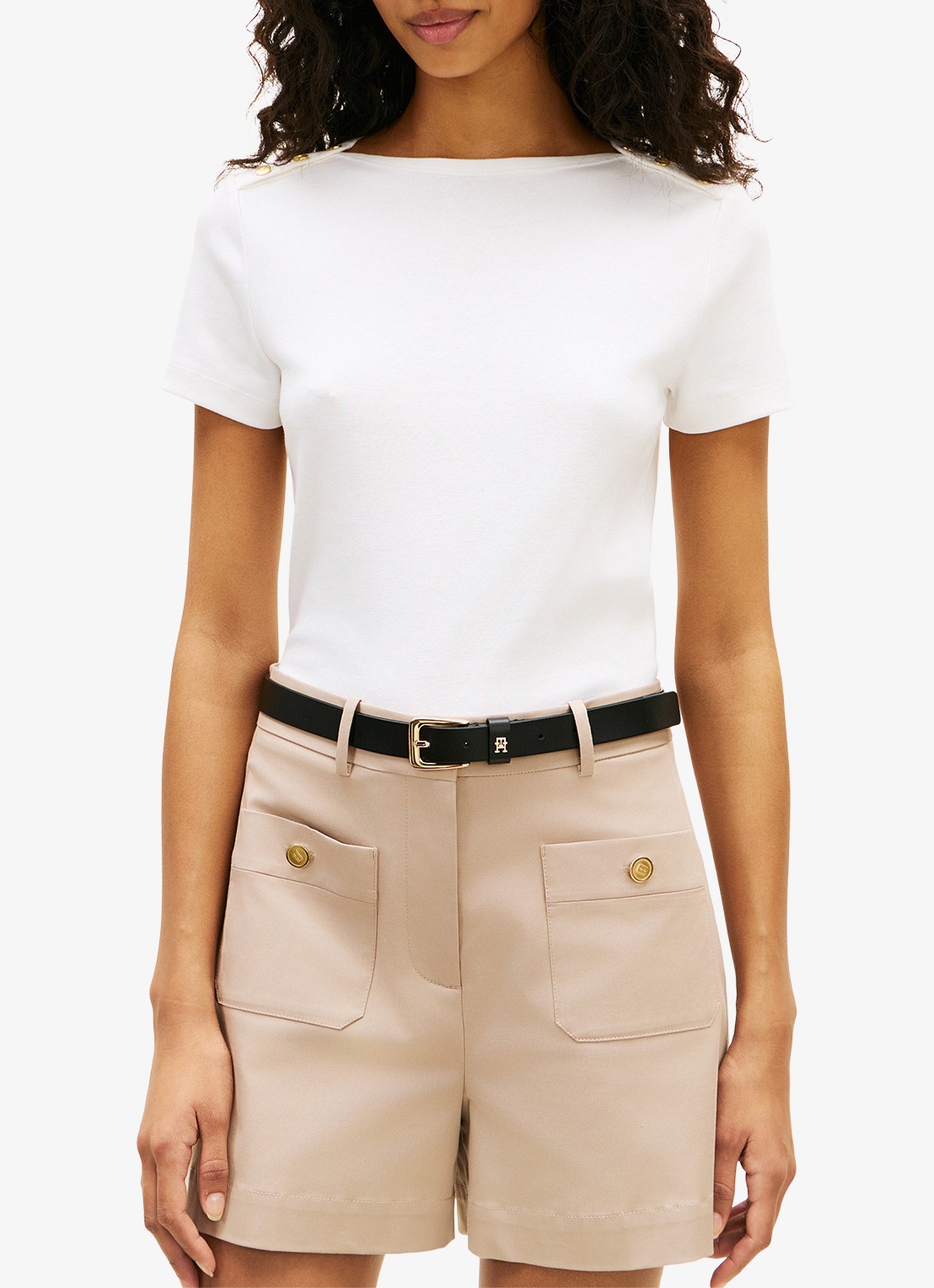 Tommy Hilfiger T-shirt met knoop detail - detail 4 gebroken wit