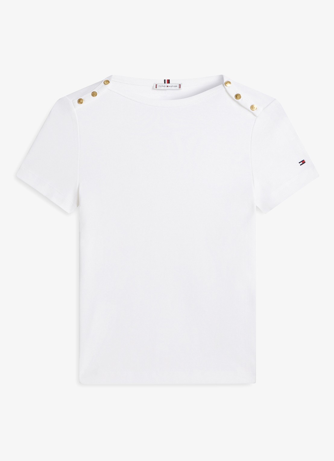 Tommy Hilfiger T-shirt met knoop detail - voorkant 2 gebroken wit