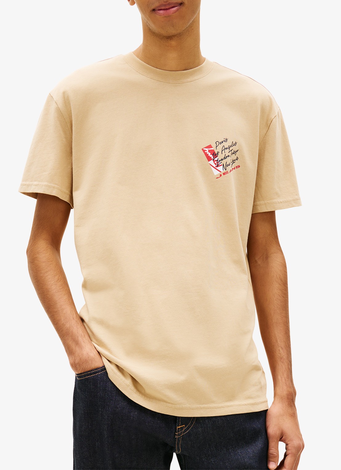 Tommy Hilfiger T-shirt met logo- en backprint - detail 2 beige