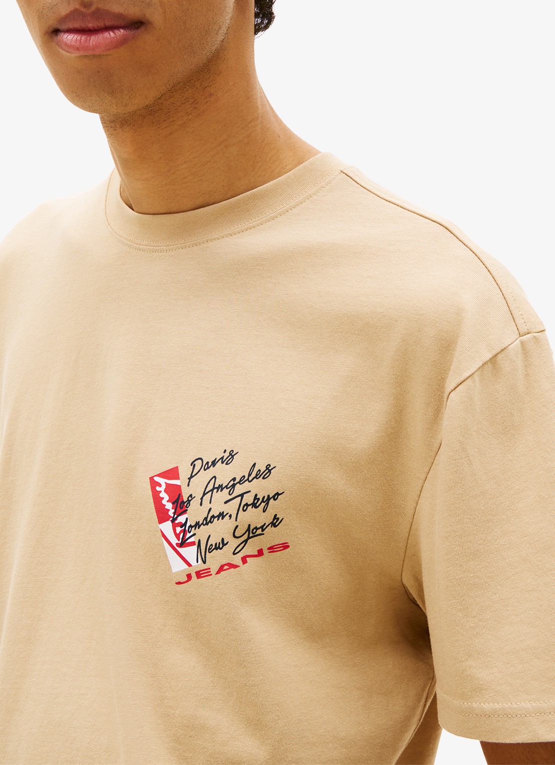 Tommy Hilfiger T-shirt met logo- en backprint - detail 3 beige
