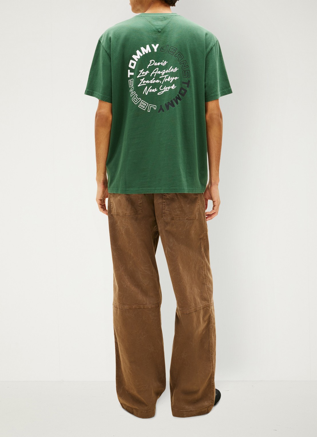 Tommy Hilfiger T-shirt met logo- en backprint - achterkant donkergroen