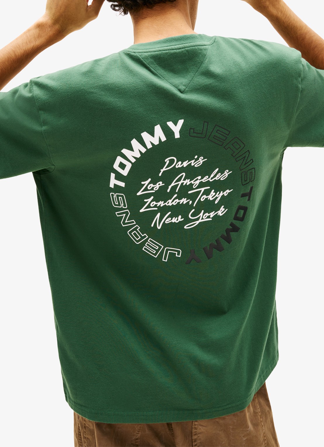 Tommy Hilfiger T-shirt met logo- en backprint - detail 5 donkergroen