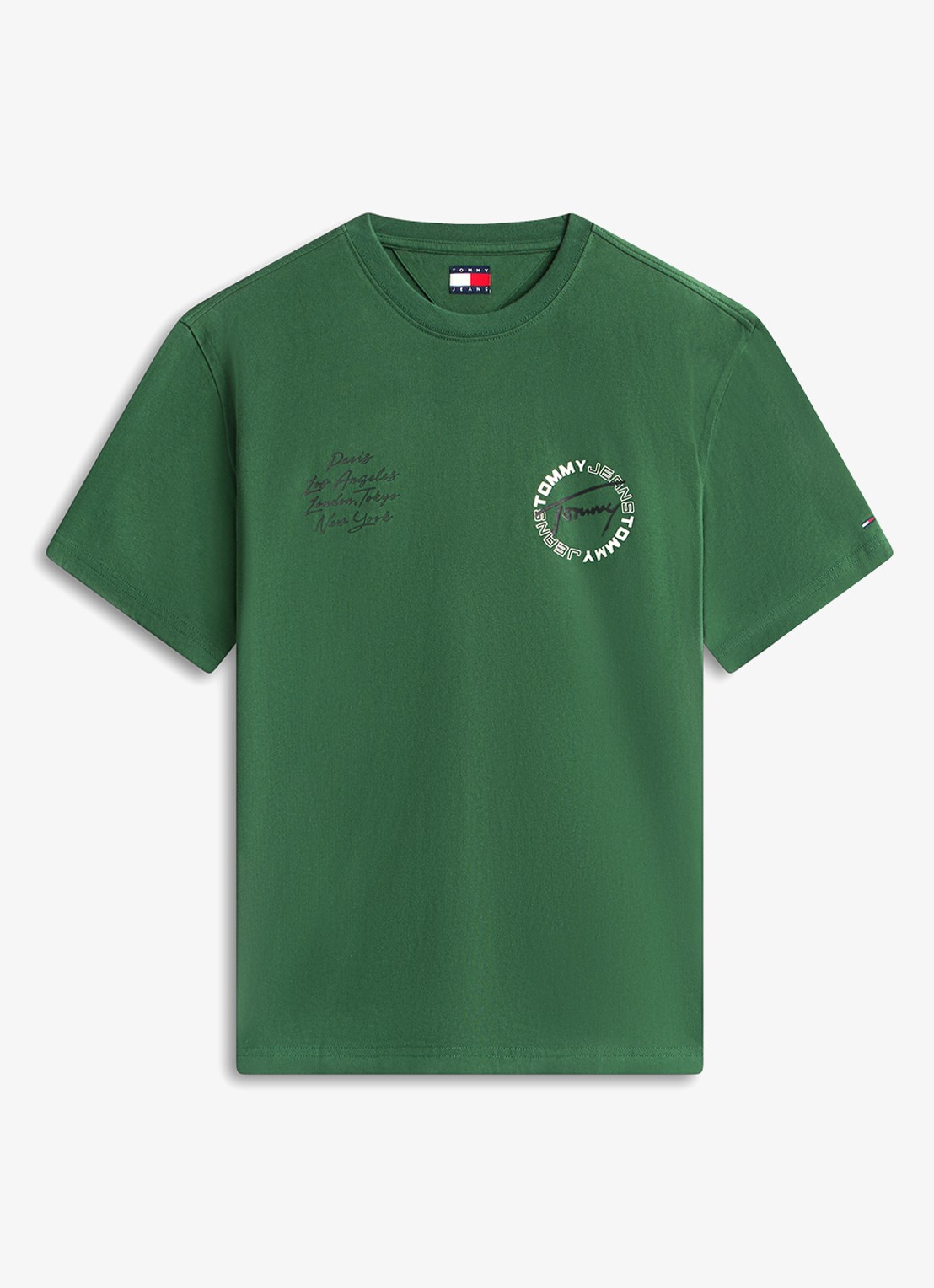 Tommy Hilfiger T-shirt met logo- en backprint - voorkant 2 donkergroen