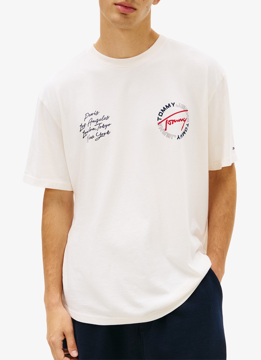 Tommy Hilfiger T-shirt met logo- en backprint - detail 4 beige