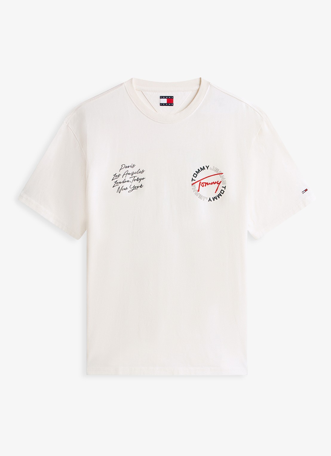 Tommy Hilfiger T-shirt met logo- en backprint - voorkant 2 beige