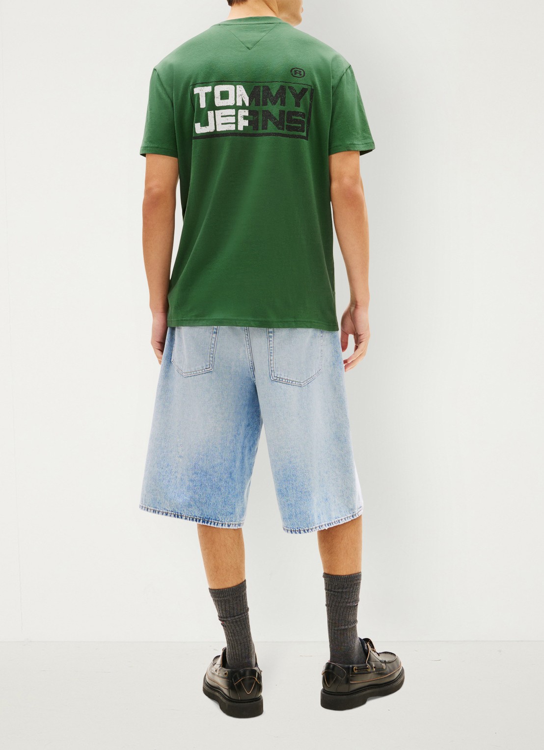 Tommy Hilfiger T-shirt met logo- en backprint - achterkant 3 donkergroen