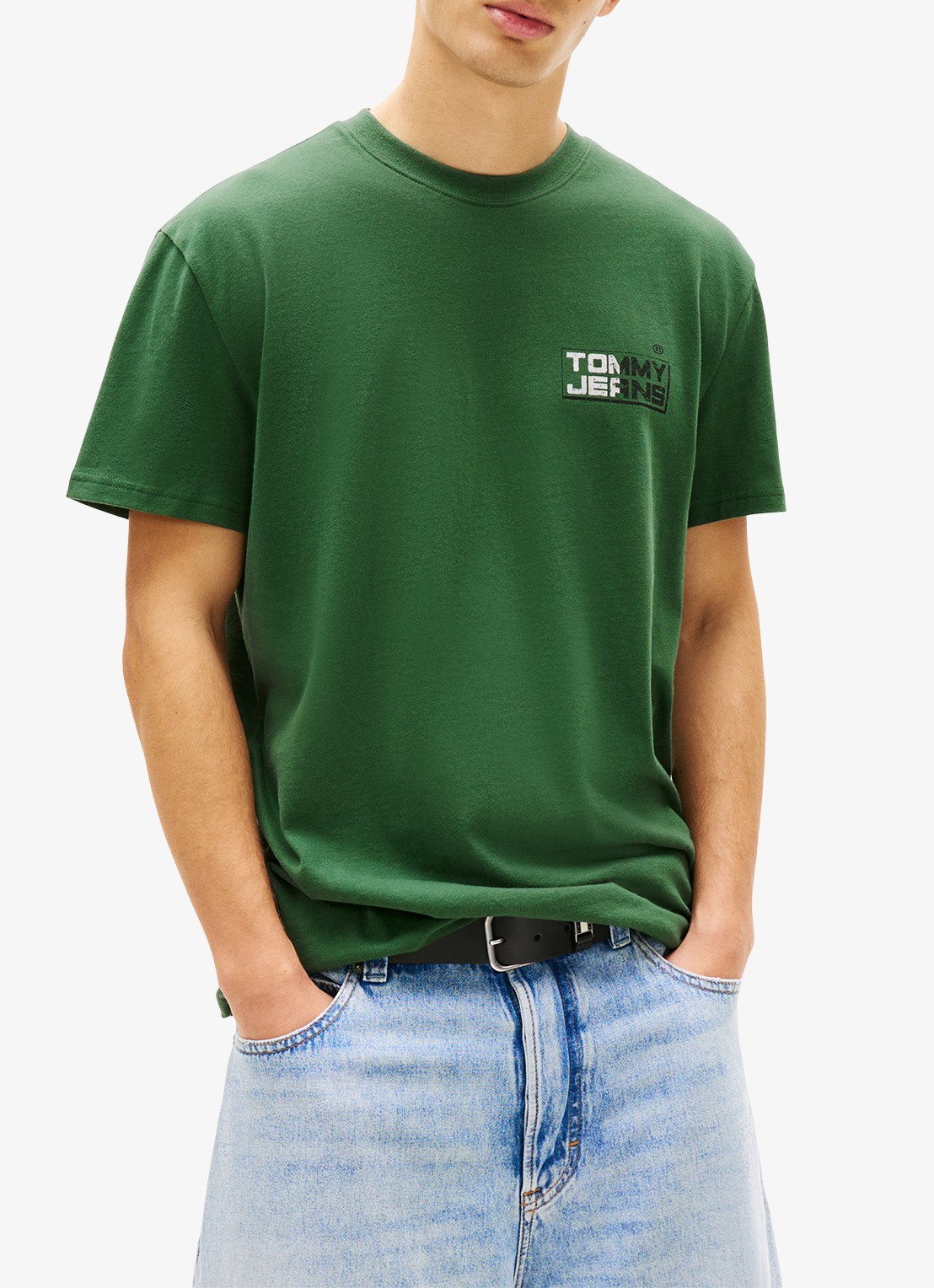 Tommy Hilfiger T-shirt met logo- en backprint - detail 4 donkergroen