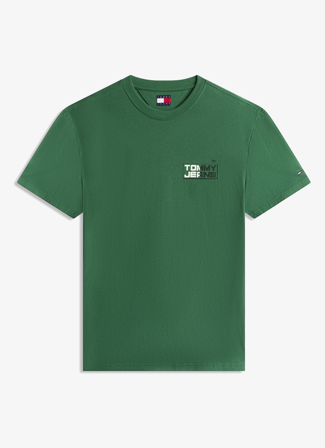 Tommy Hilfiger T-shirt met logo- en backprint - voorkant donkergroen