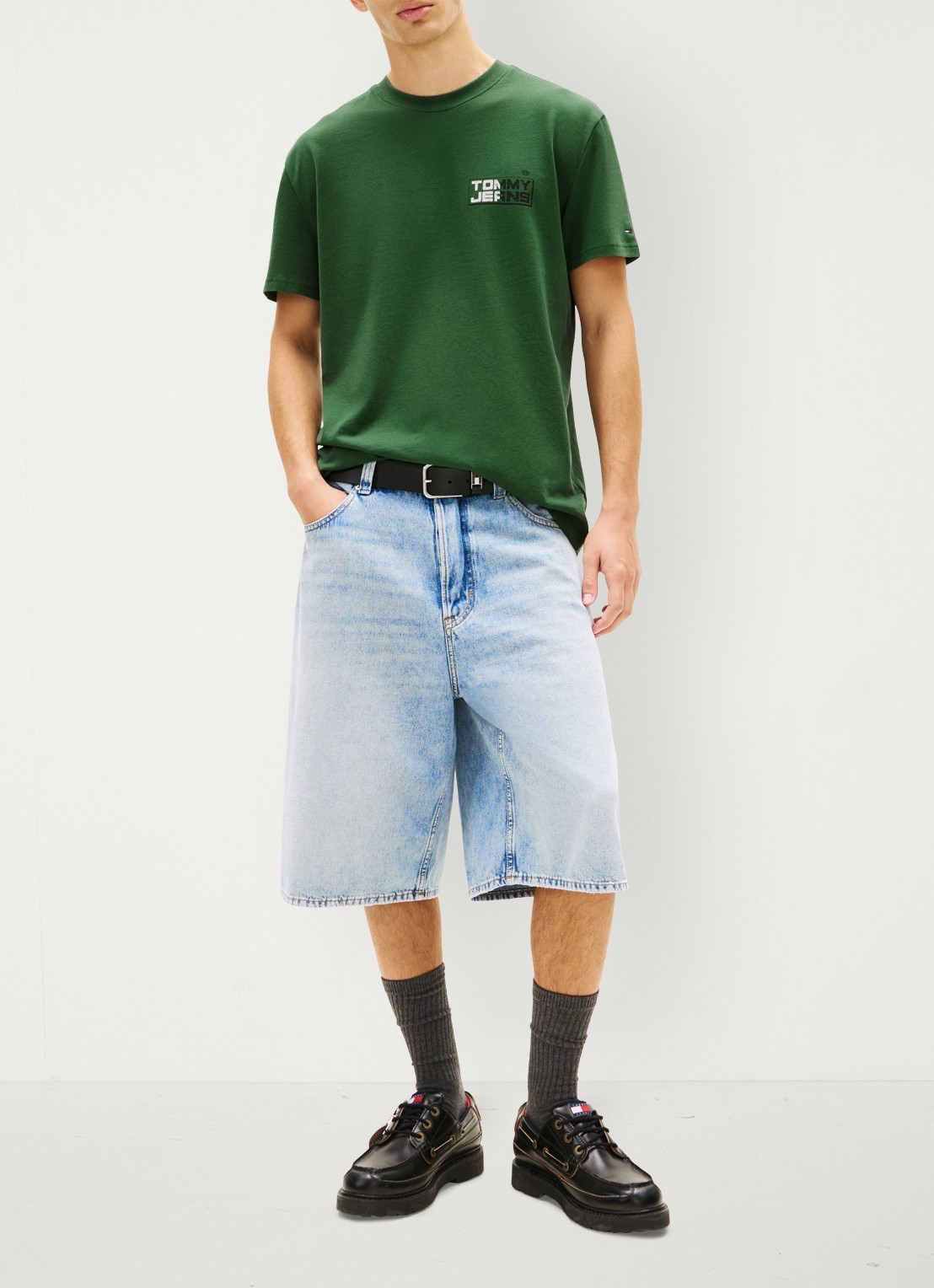 Tommy Hilfiger T-shirt met logo- en backprint - voorkant 2 donkergroen