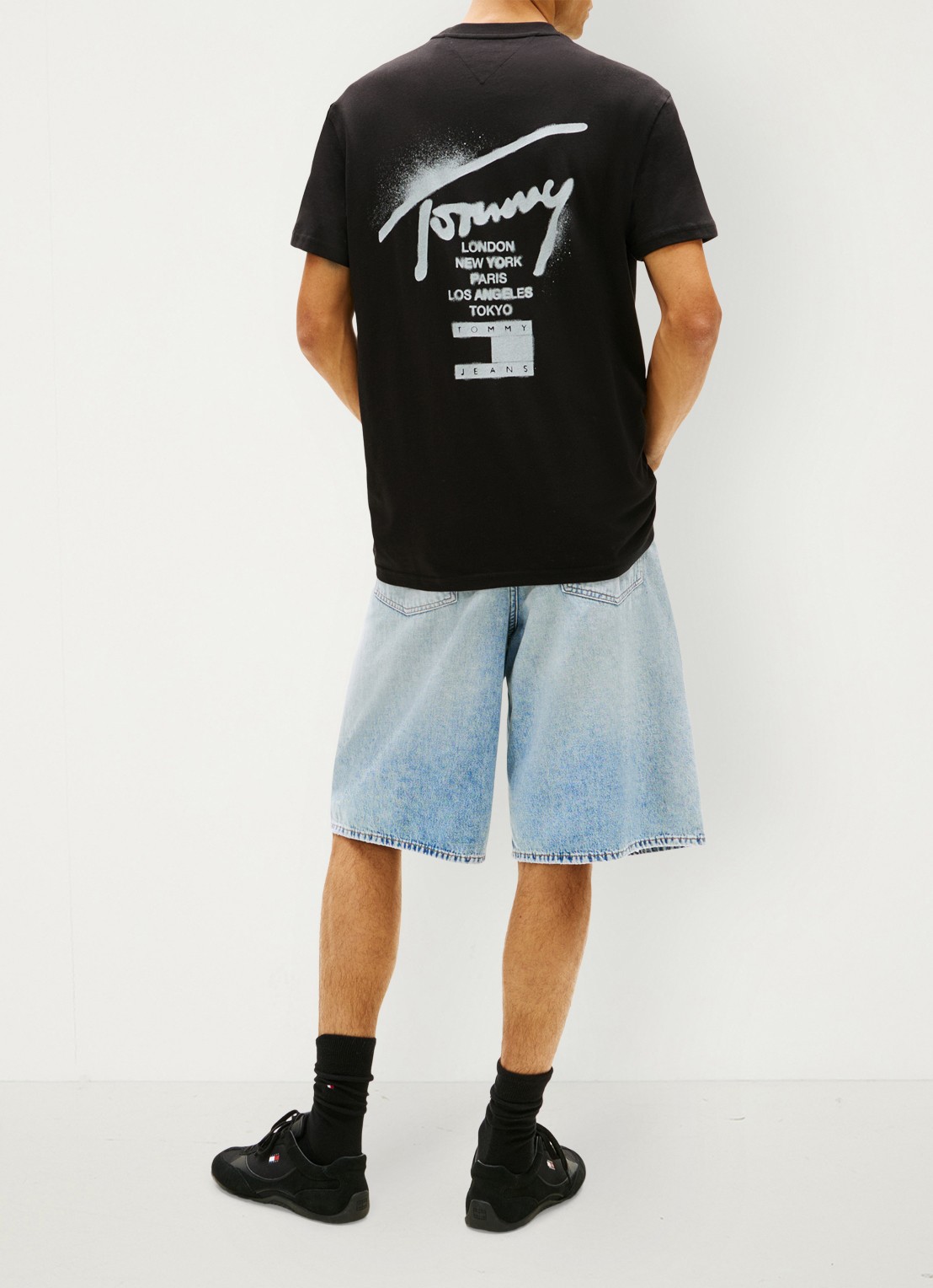 Tommy Hilfiger T-shirt met logo- en backprint - achterkant 5 zwart