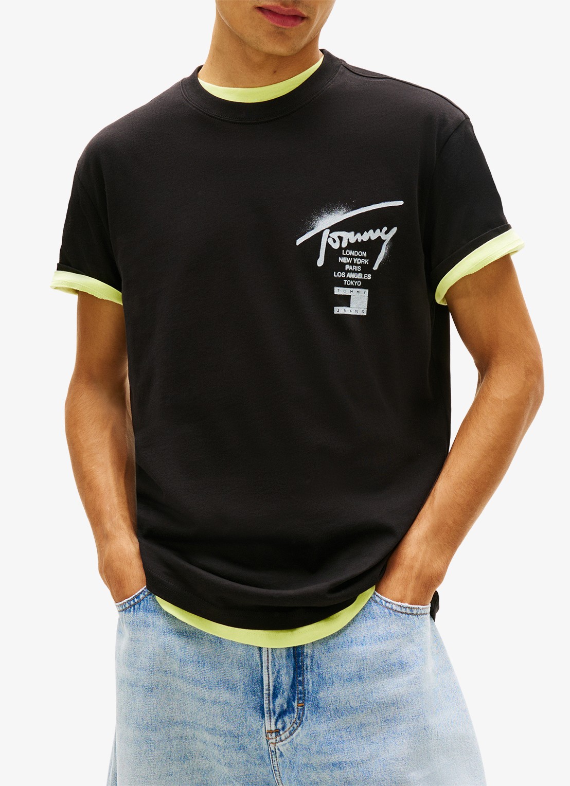 Tommy Hilfiger T-shirt met logo- en backprint - detail 3 zwart