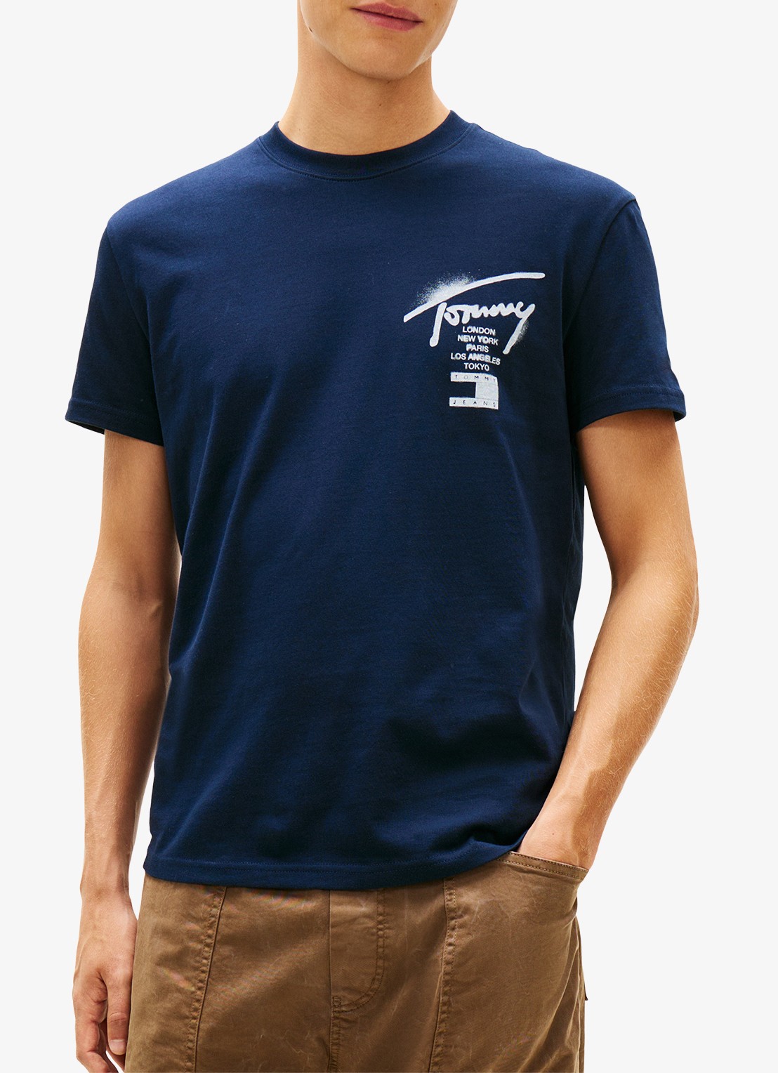 Tommy Hilfiger T-shirt met logo- en backprint - detail 3 donkerblauw