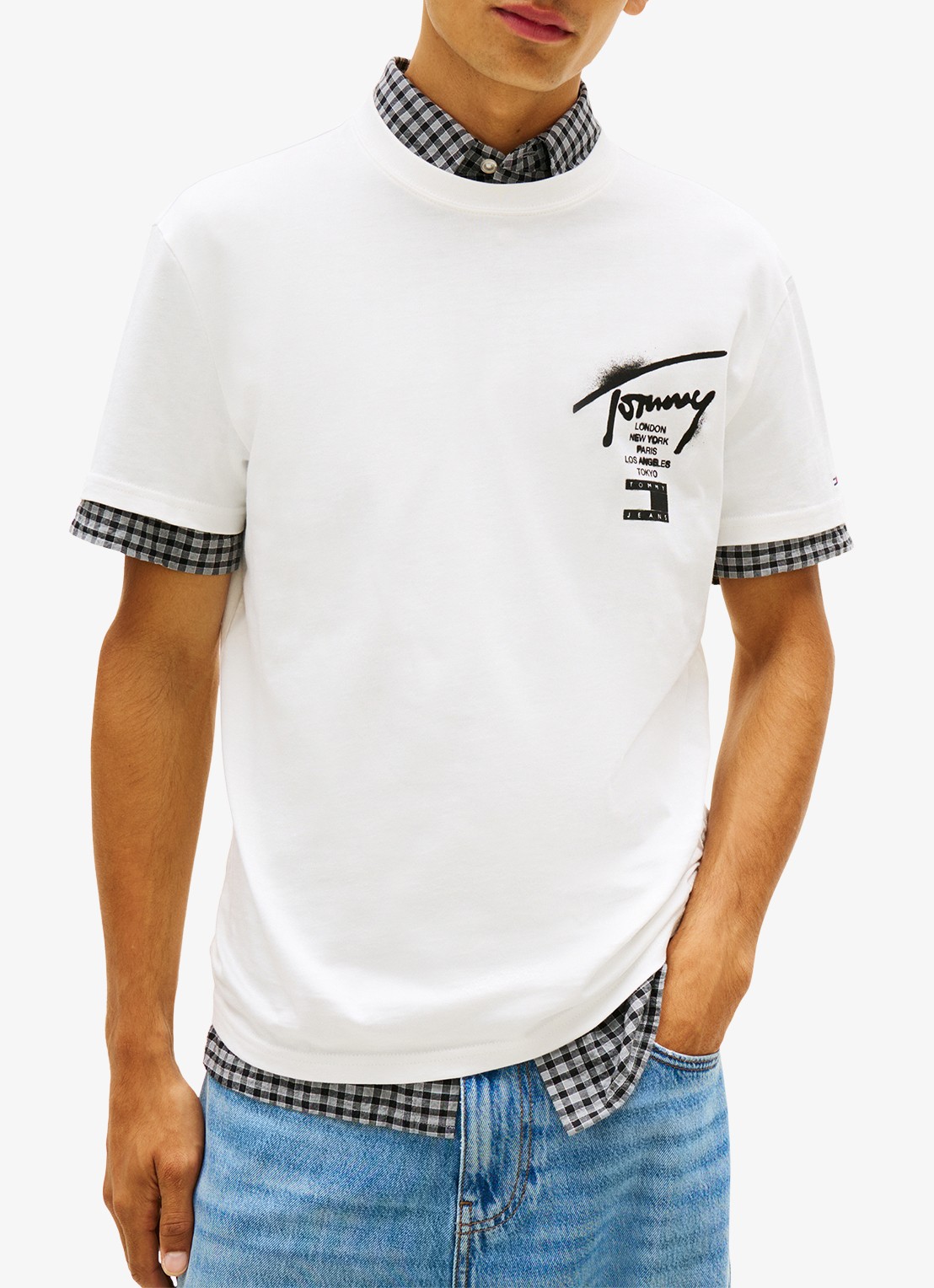 Tommy Hilfiger T-shirt met logo- en backprint - detail 3 wit