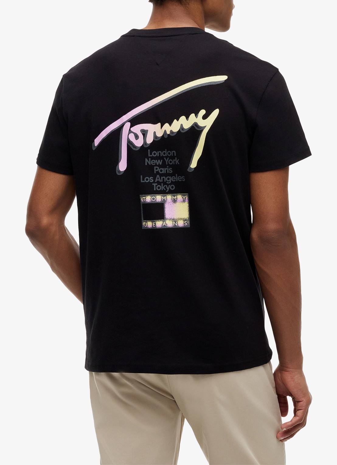 Tommy Hilfiger T-shirt met logo- en backprint - achterkant 3 zwart