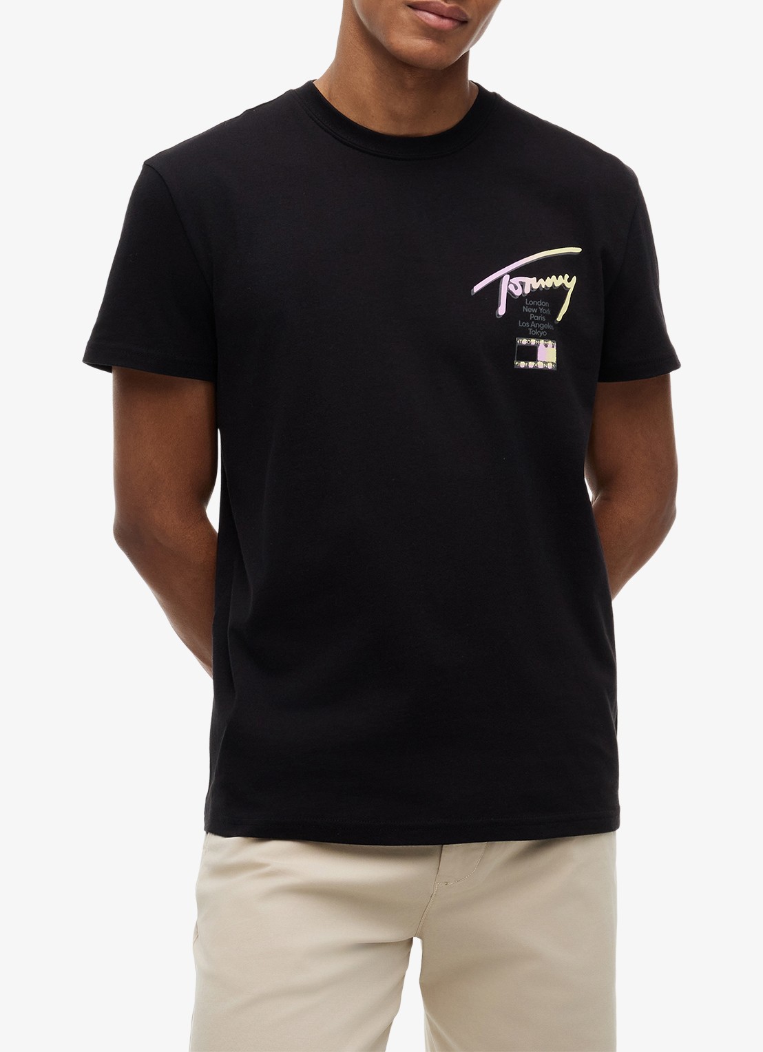 Tommy Hilfiger T-shirt met logo- en backprint - detail 4 zwart