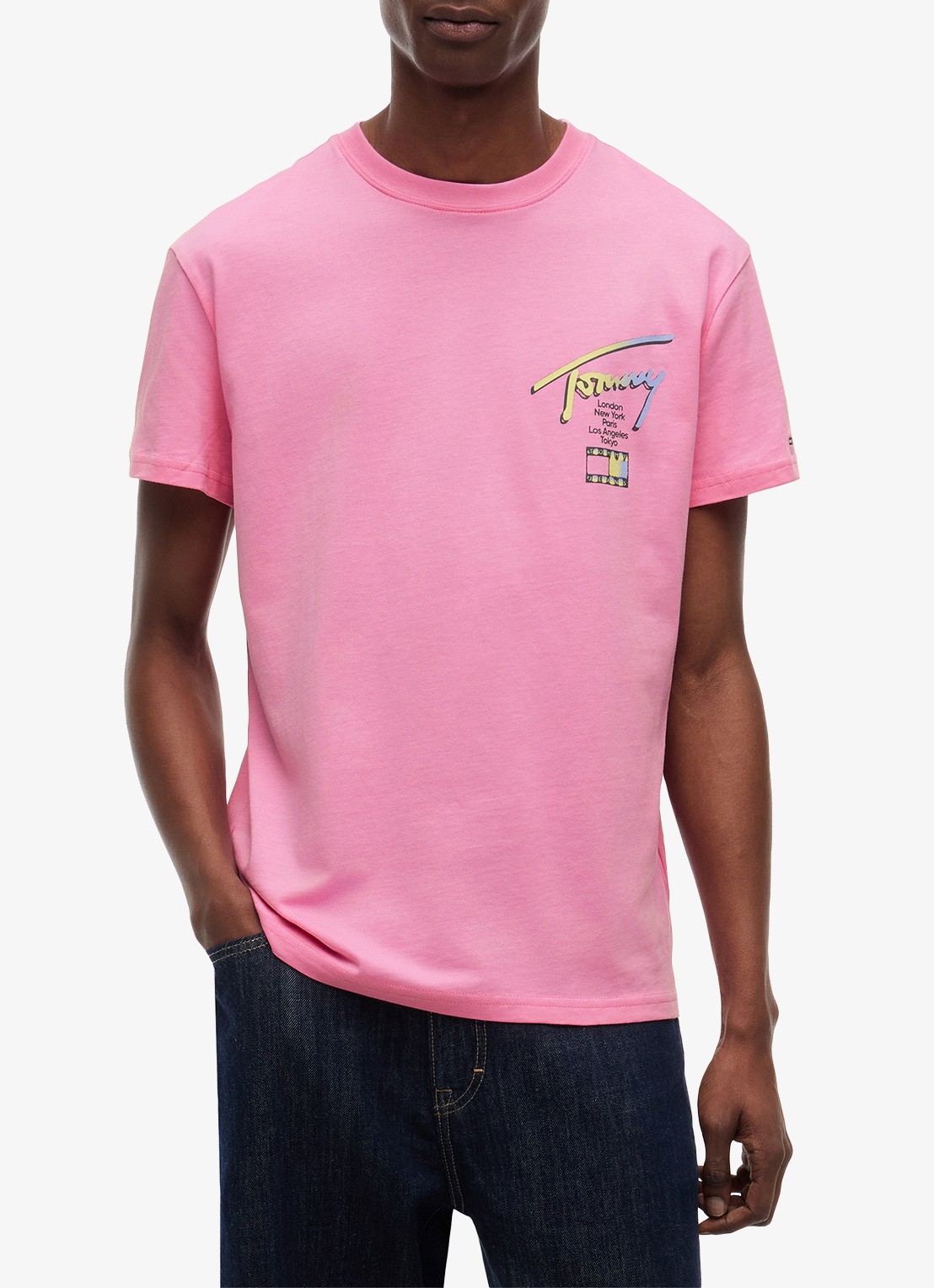 Tommy Hilfiger T-shirt met logo- en backprint - detail 2 lichtroze