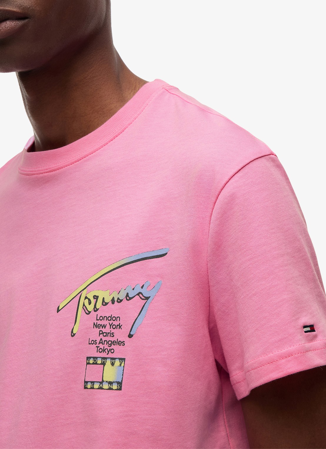 Tommy Hilfiger T-shirt met logo- en backprint - detail 3 lichtroze