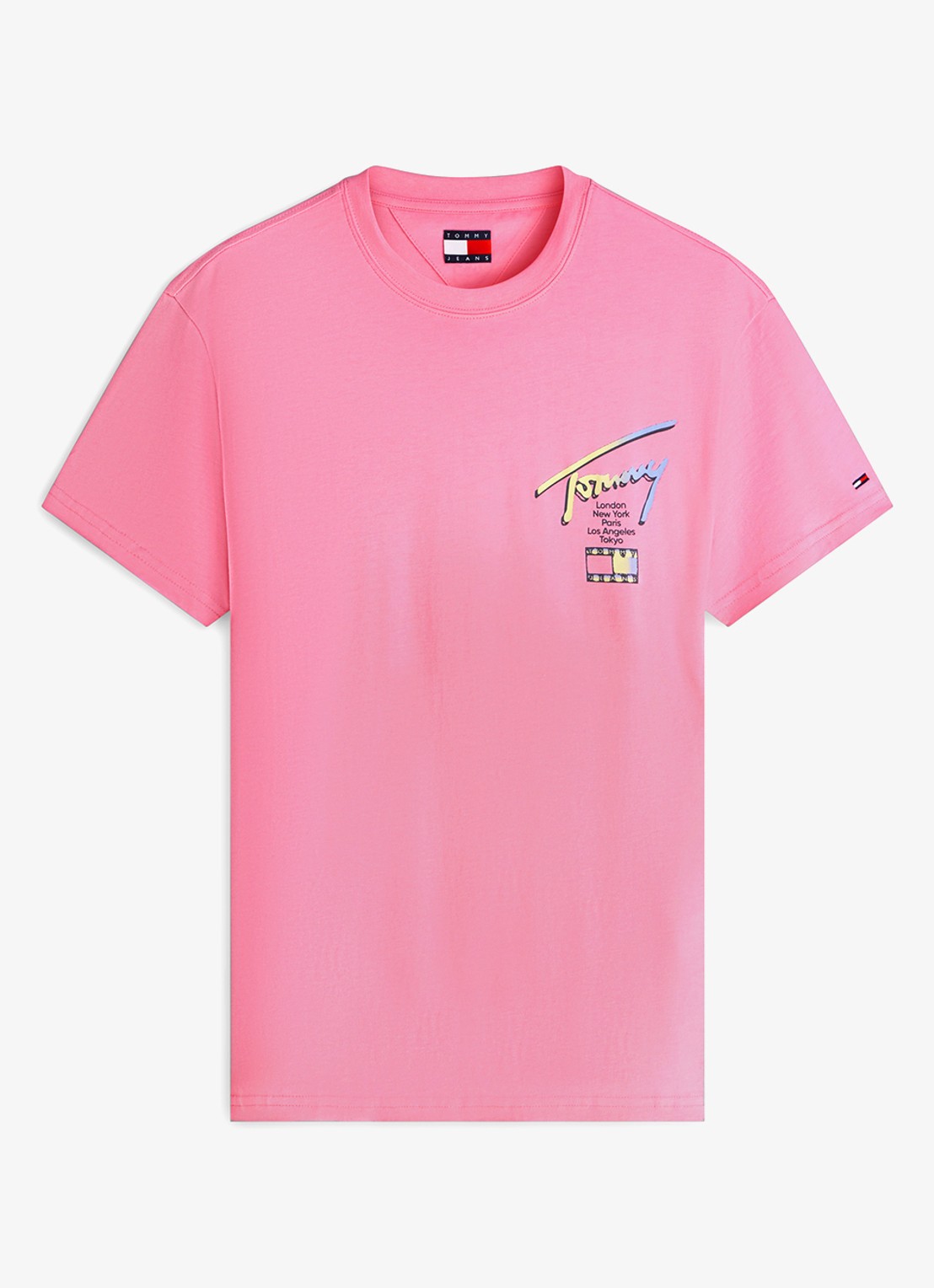 Tommy Hilfiger T-shirt met logo- en backprint - voorkant 4 lichtroze