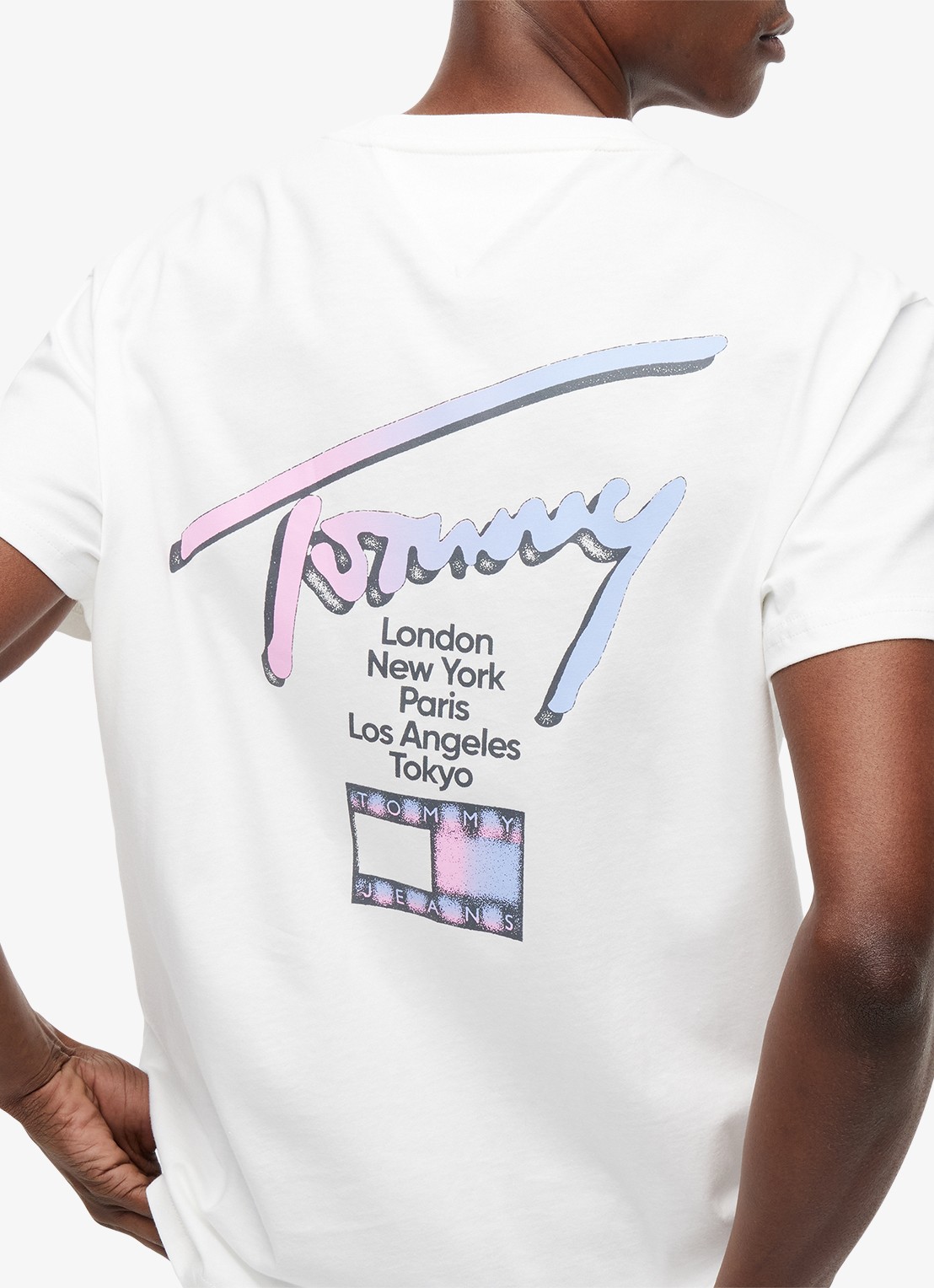 Tommy Hilfiger T-shirt met logo- en backprint - detail 5 ecru-ybl
