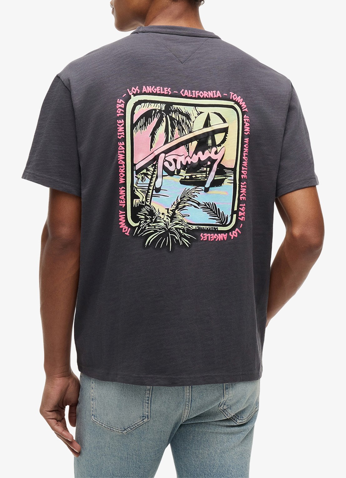 Tommy Hilfiger T-shirt met logo- en backprint - achterkant zwart