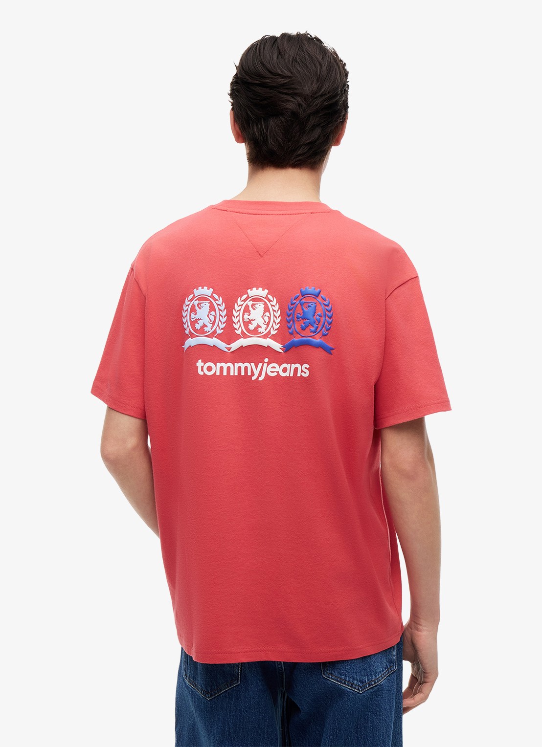 Tommy Hilfiger T-shirt met logo- en backprint - achterkant rood