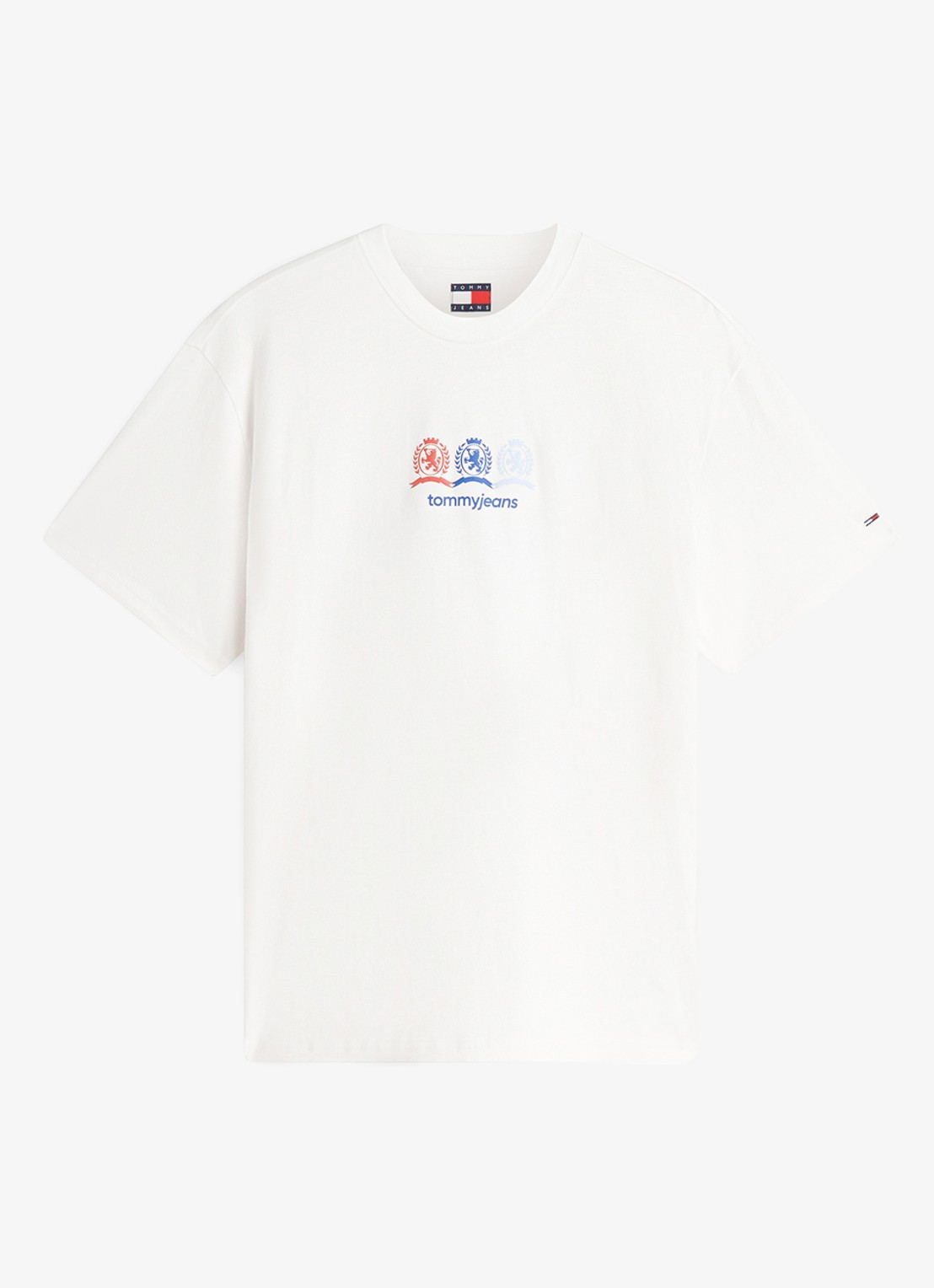 Tommy Hilfiger T-shirt met logo- en backprint - voorkant ecru-ybl