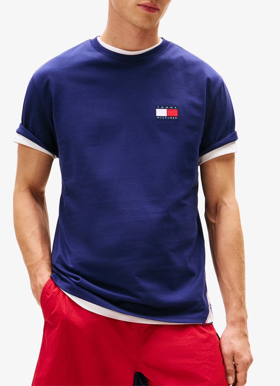 Tommy Hilfiger T-shirt met logo- en backprint - achterkant 7 donkerblauw