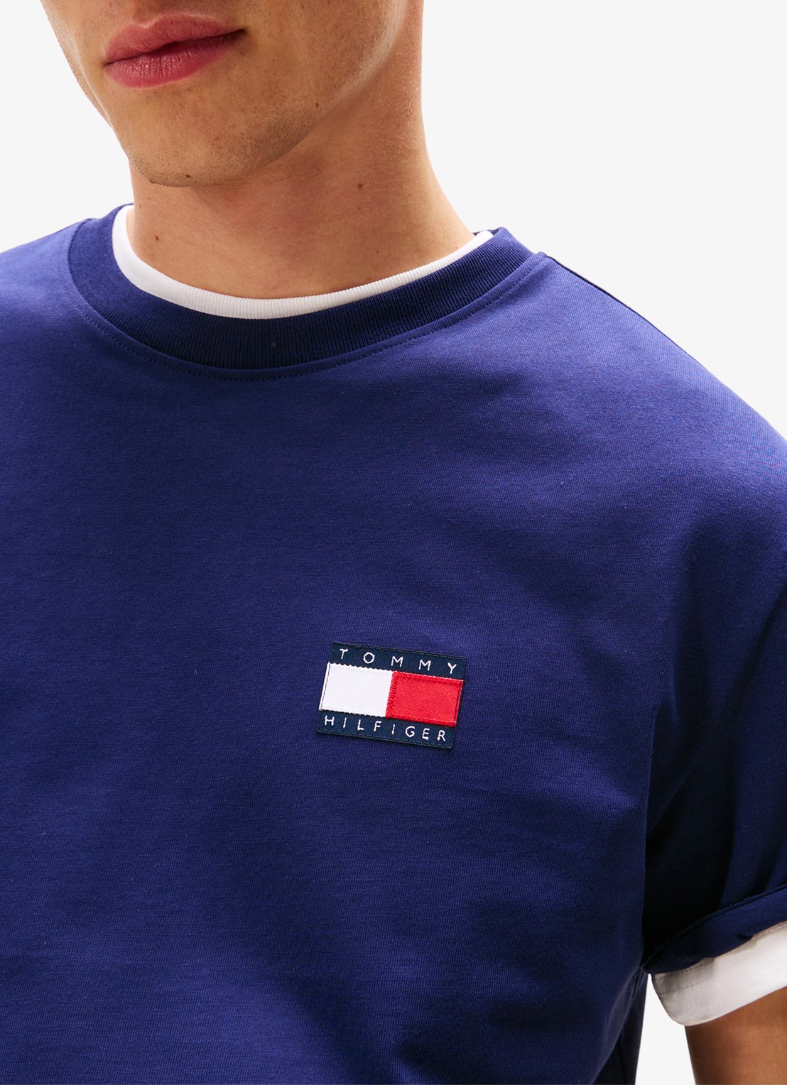 Tommy Hilfiger T-shirt met logo- en backprint - detail 4 donkerblauw