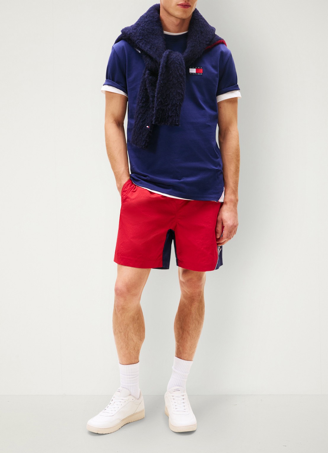 Tommy Hilfiger T-shirt met logo- en backprint - voorkant 6 donkerblauw