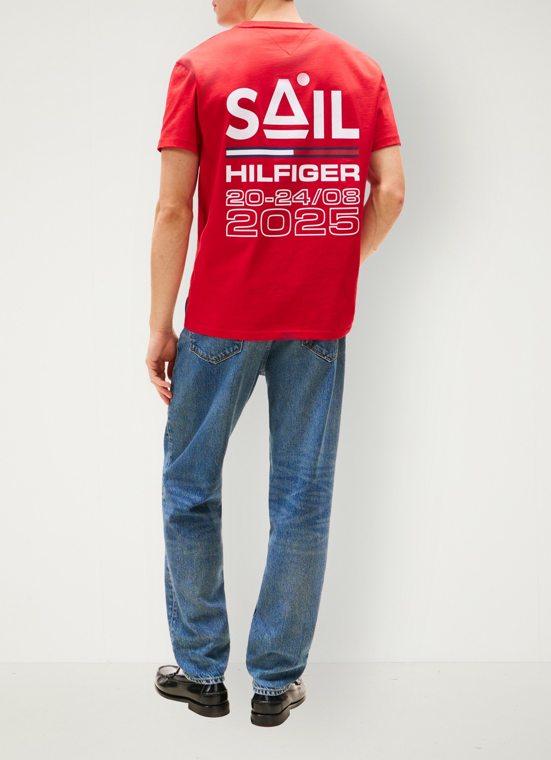 Tommy Hilfiger T-shirt met logo- en backprint - detail rood