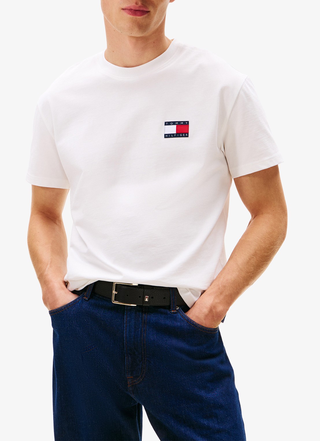 Tommy Hilfiger T-shirt met logo- en backprint - achterkant wit