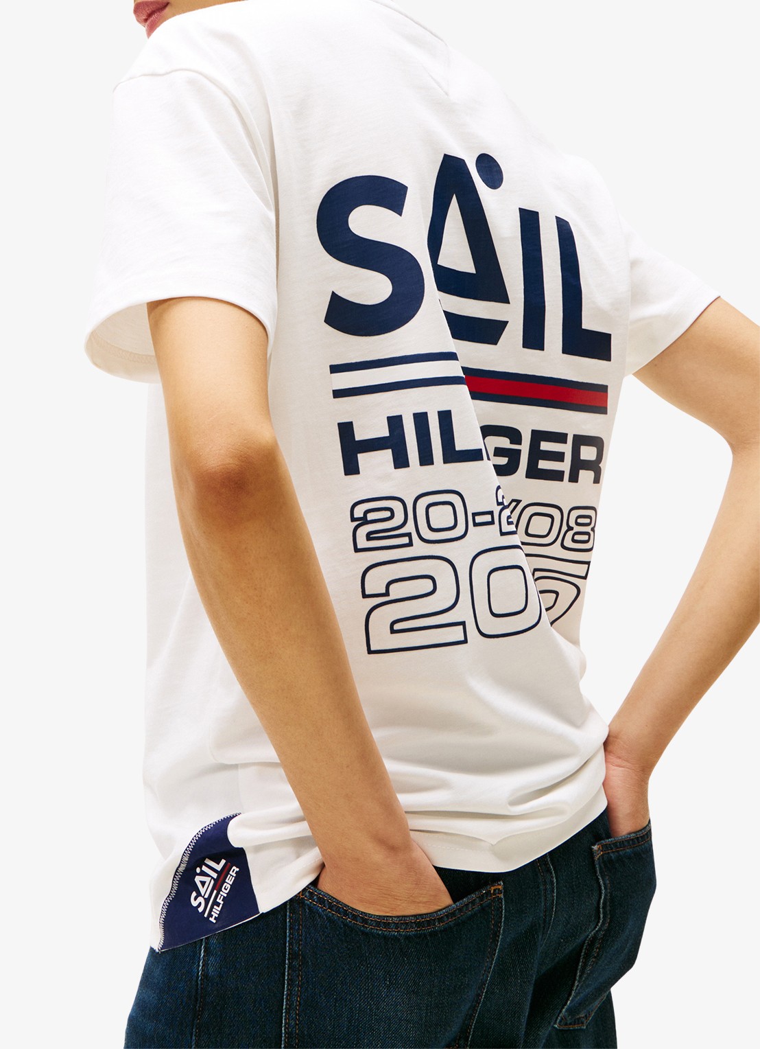 Tommy Hilfiger T-shirt met logo- en backprint - detail 5 wit