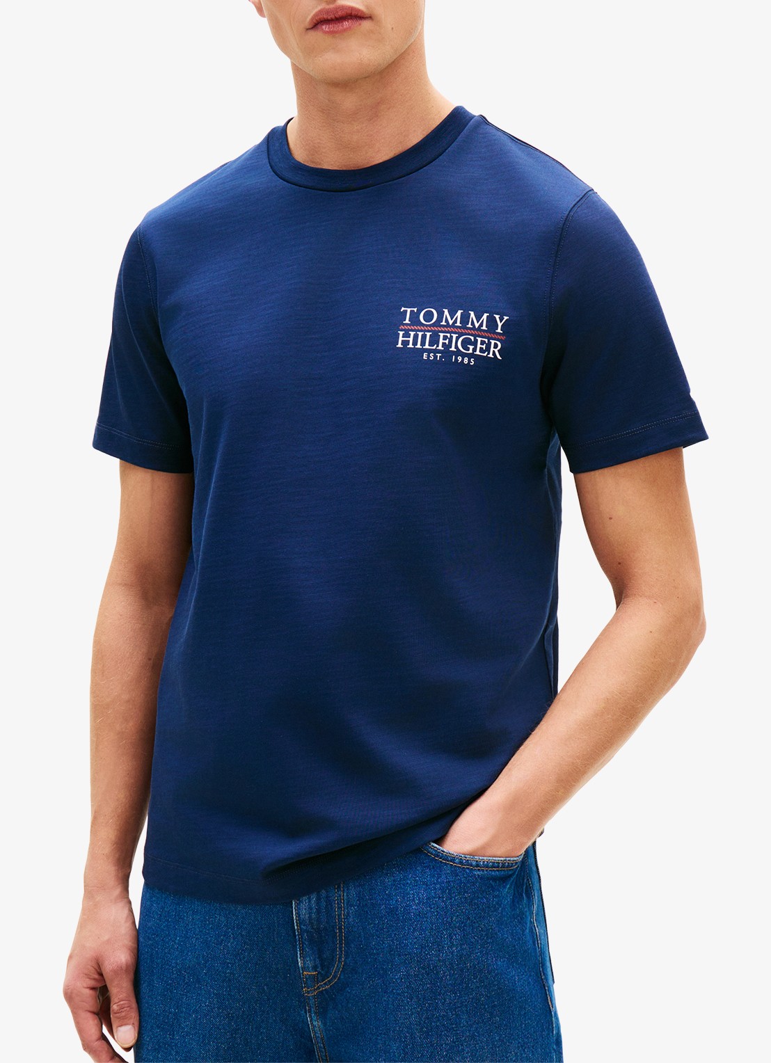 Tommy Hilfiger T-shirt met logo- en backprint - detail 2 donkerblauw