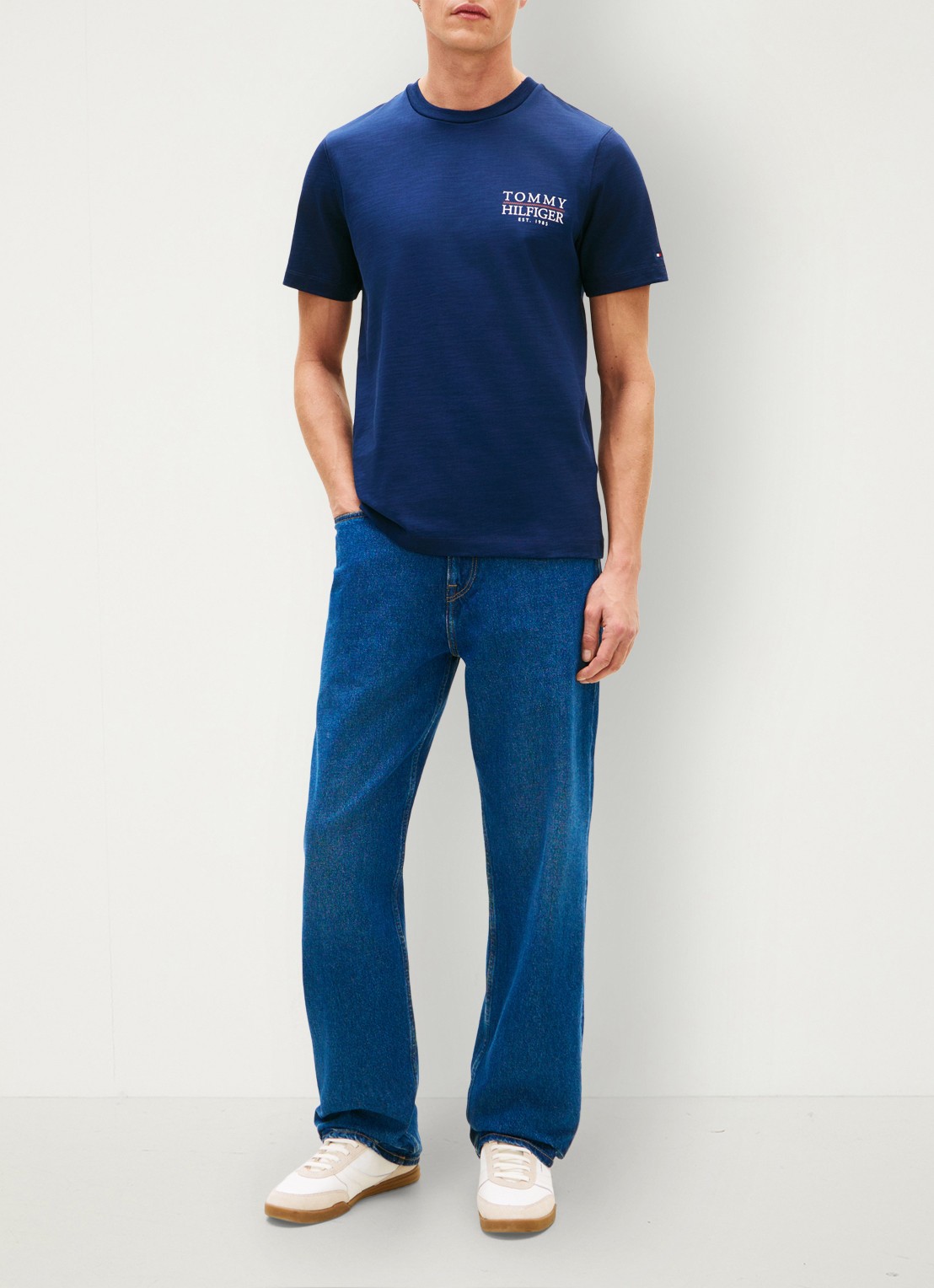Tommy Hilfiger T-shirt met logo- en backprint - voorkant 5 donkerblauw