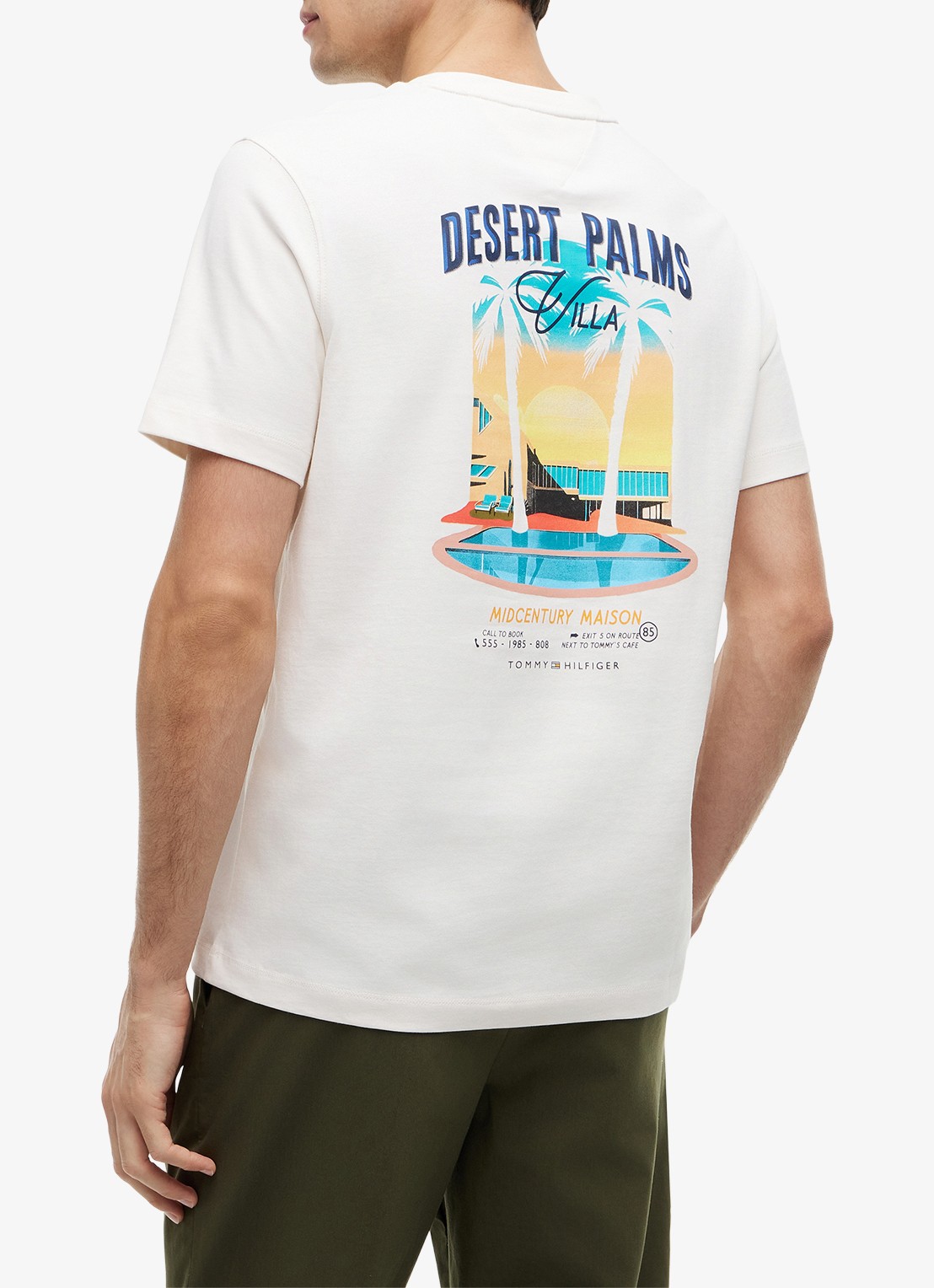 Tommy Hilfiger T-shirt met logo- en backprint - achterkant ivoor
