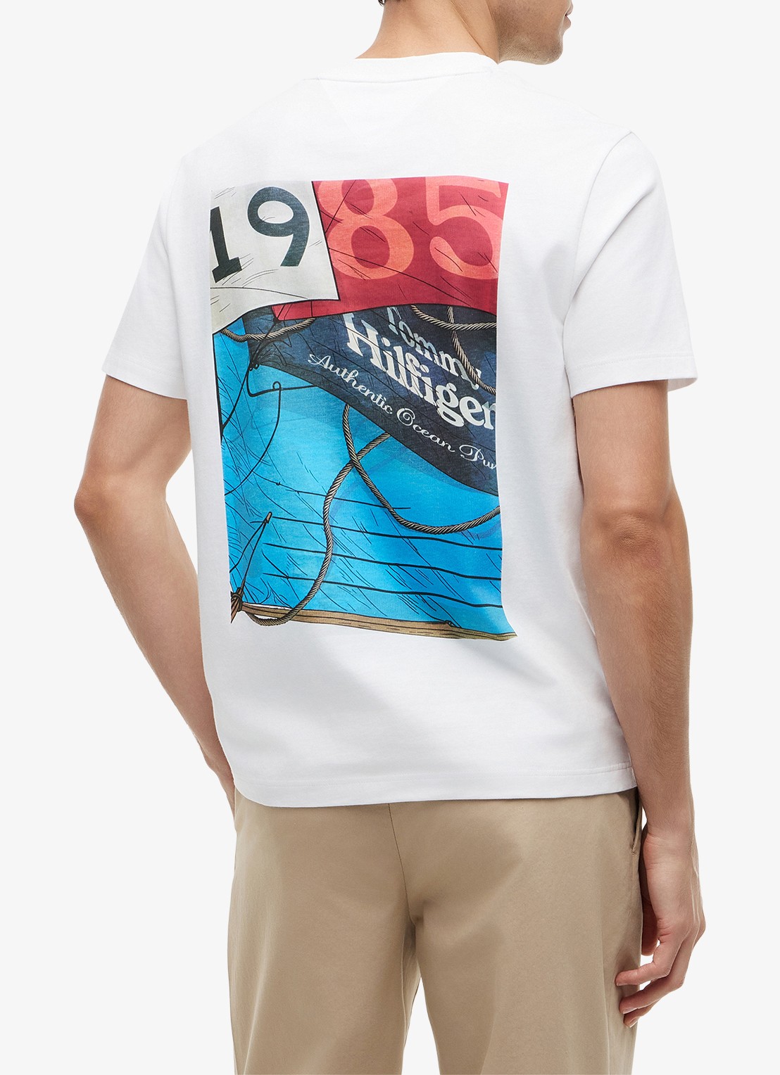 Tommy Hilfiger T-shirt met logo- en backprint - achterkant 3 wit