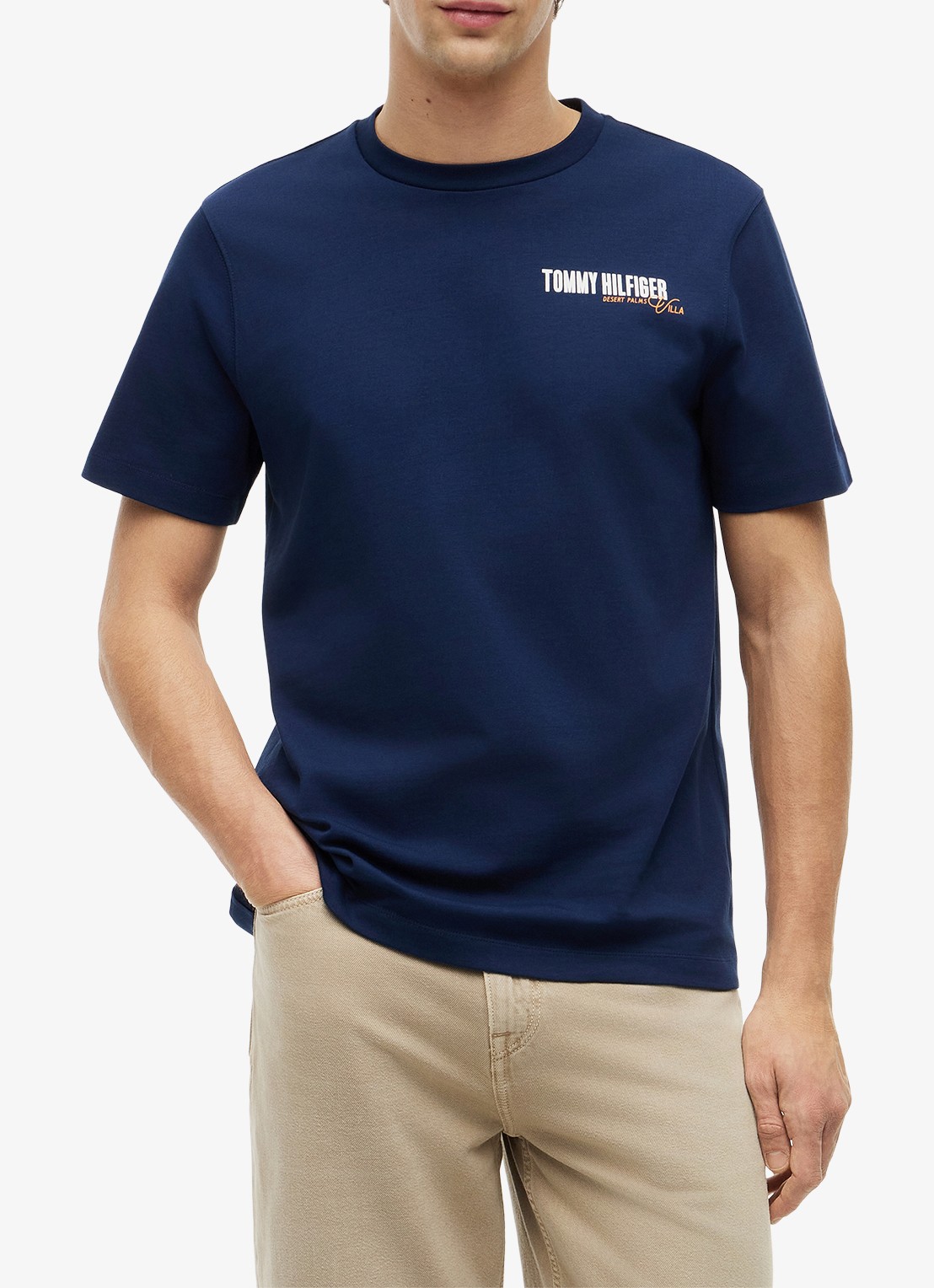 Tommy Hilfiger T-shirt met logo- en backprint - detail 4 donkerblauw