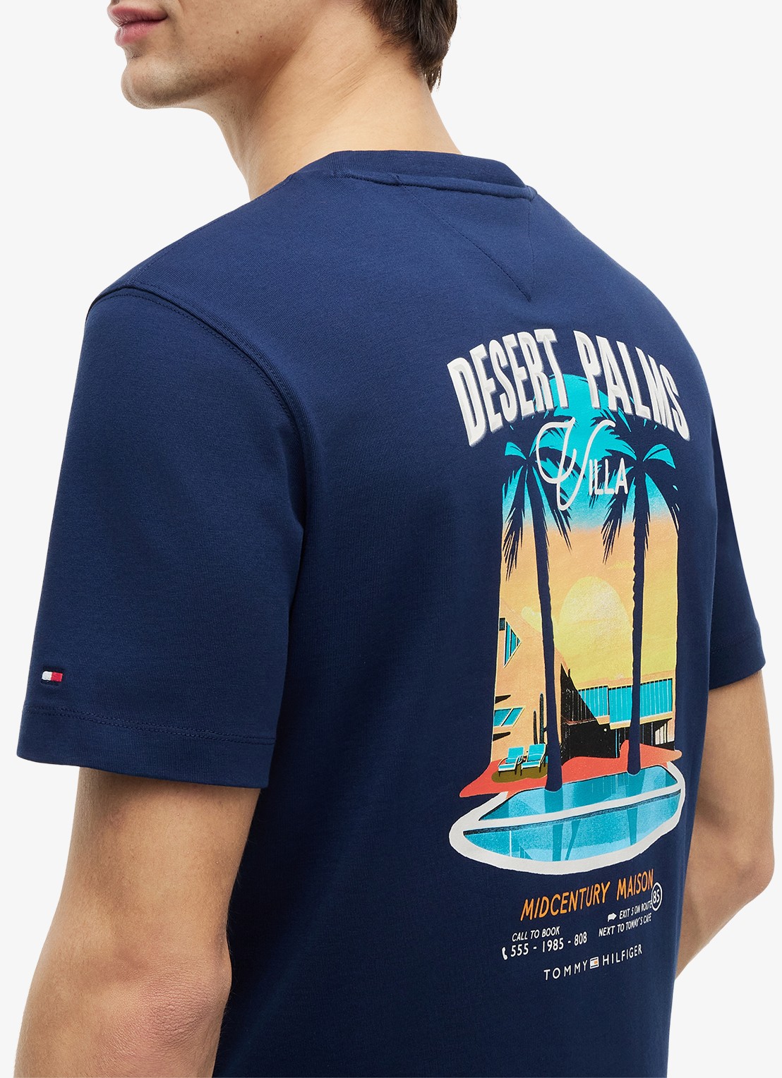 Tommy Hilfiger T-shirt met logo- en backprint - detail 5 donkerblauw