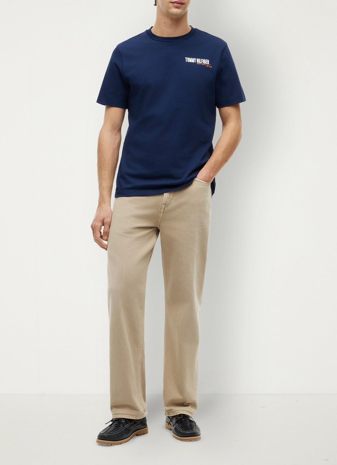 Tommy Hilfiger T-shirt met logo- en backprint - voorkant 3 donkerblauw