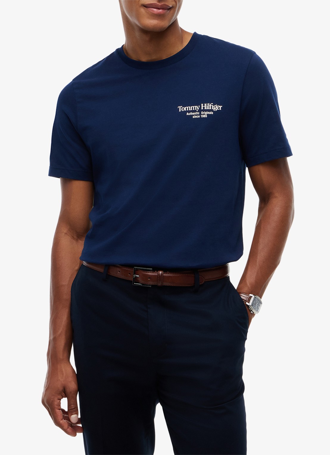 Tommy Hilfiger T-shirt met logo- en backprint - detail 4 donkerblauw