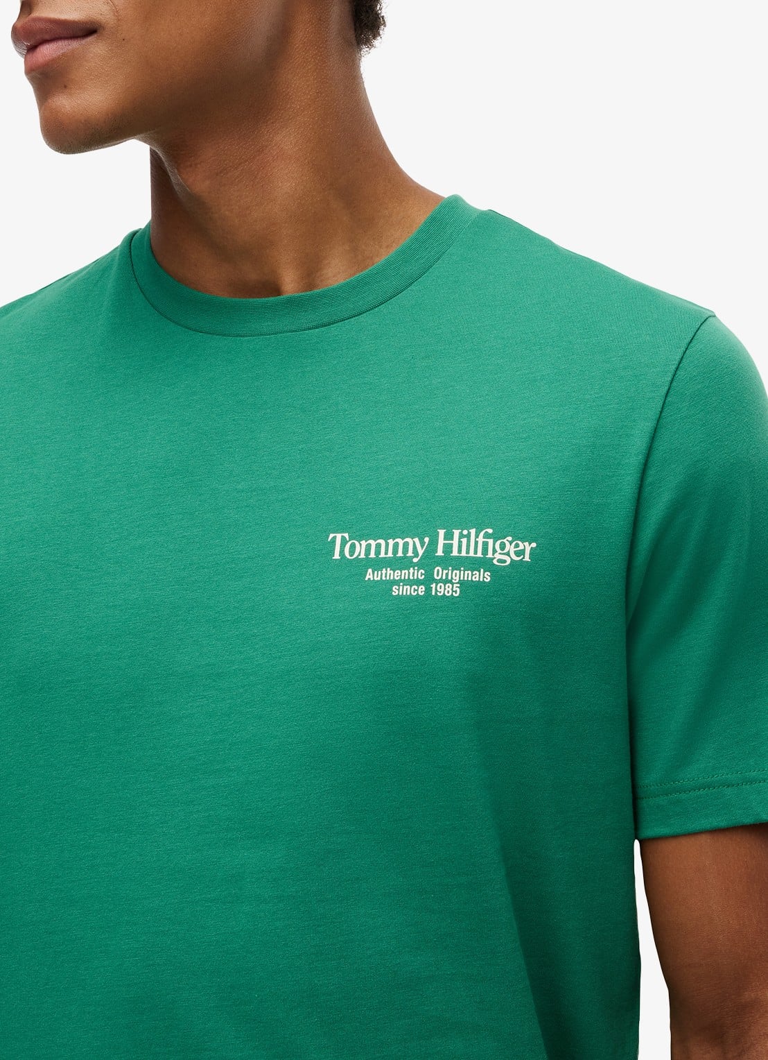 Tommy Hilfiger T-shirt met logo- en backprint - detail 4 groen