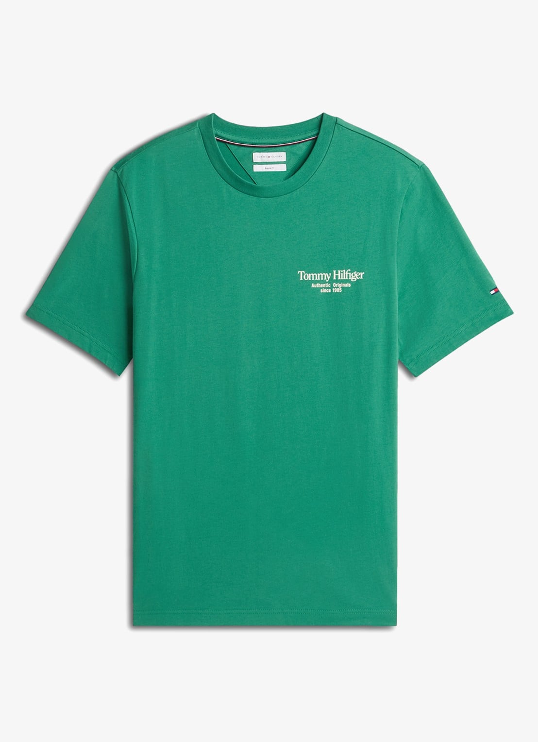 Tommy Hilfiger T-shirt met logo- en backprint - voorkant groen