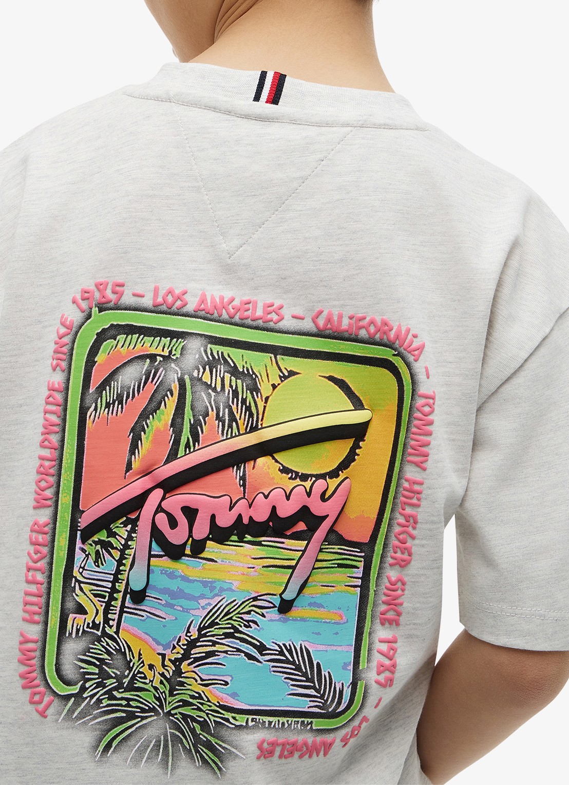 Tommy Hilfiger T-shirt met logo- en backprint - detail 4 lichtgrijs