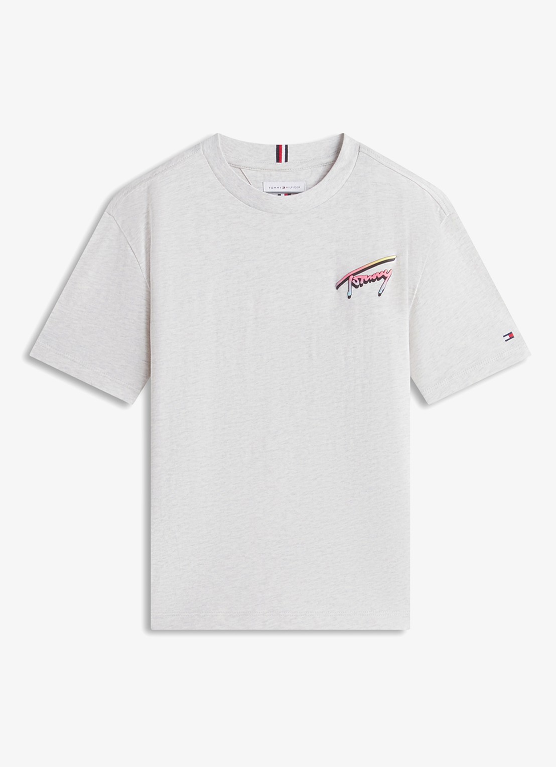 Tommy Hilfiger T-shirt met logo- en backprint - voorkant 5 lichtgrijs